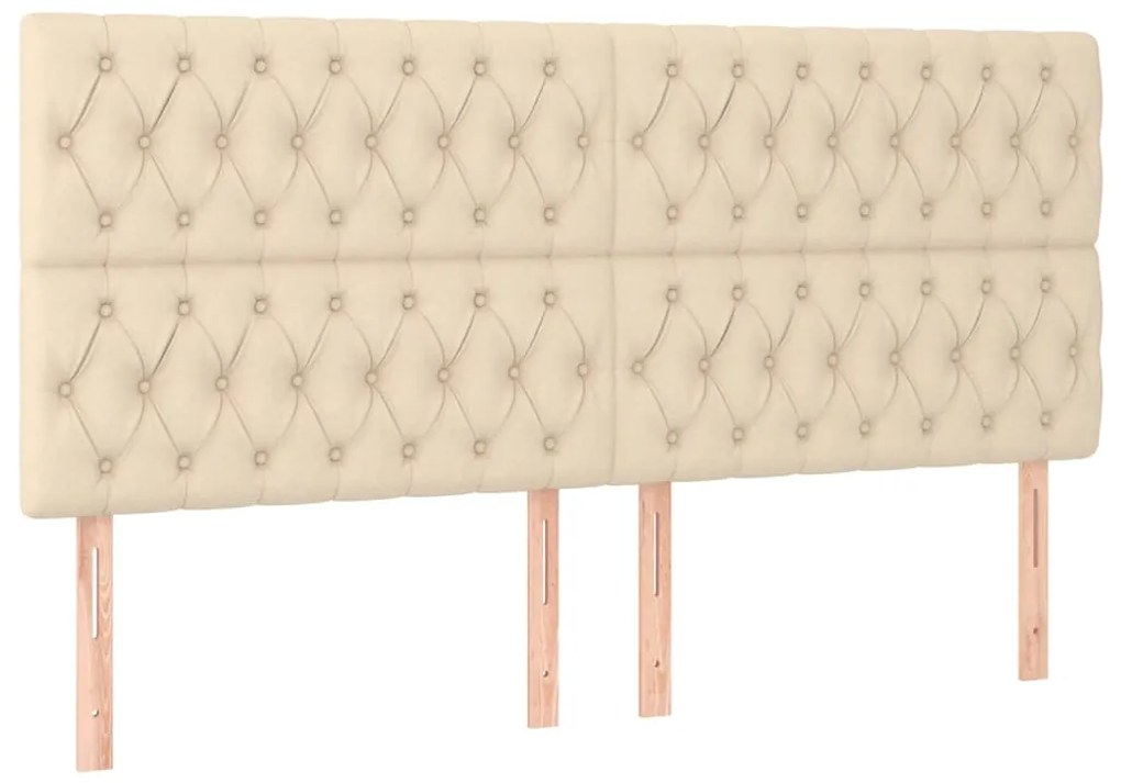 vidaXL Κρεβάτι Boxspring με Στρώμα & LED Κρεμ 200x200 εκ. Υφασμάτινο