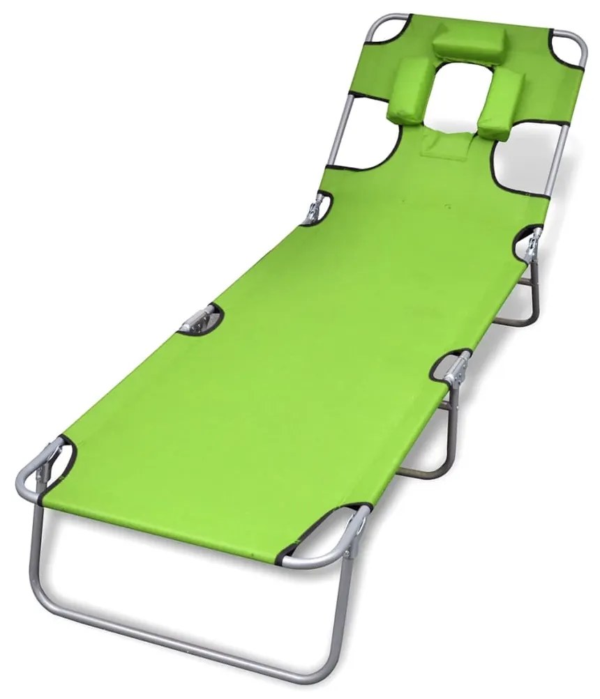 Ξαπλώστρα Πτυσσόμενη Λαχανί Ατσάλινη με Ηλεκτρ. Βαφή & Μαξιλάρι