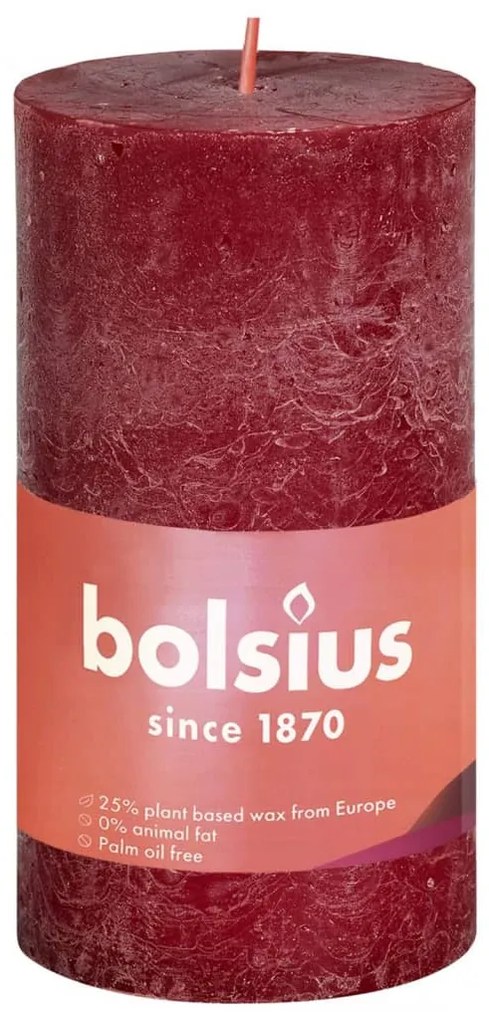 Bolsius Κεριά Κύλινδρος Ρουστίκ Shine 8 τεμ. Βελ. Κόκκινο 100 x 50 χιλ