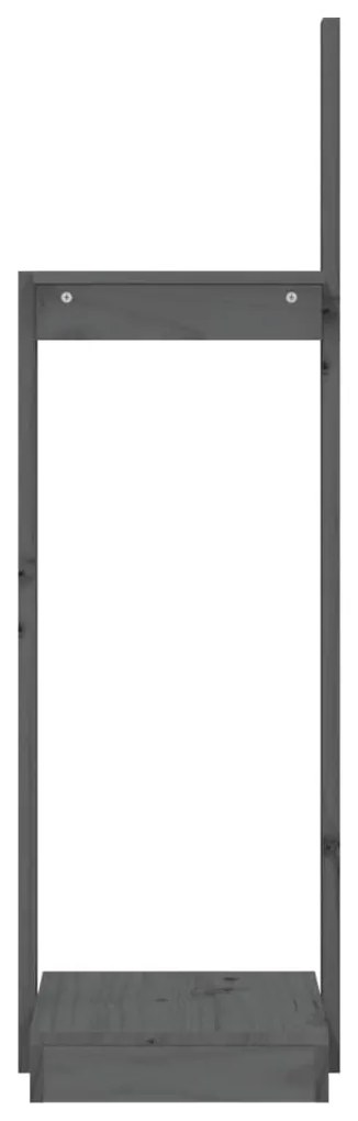 vidaXL Ξυλοθήκη Γκρι 33,5 x 30 x 110 εκ. από Μασίφ Ξύλο Πεύκου