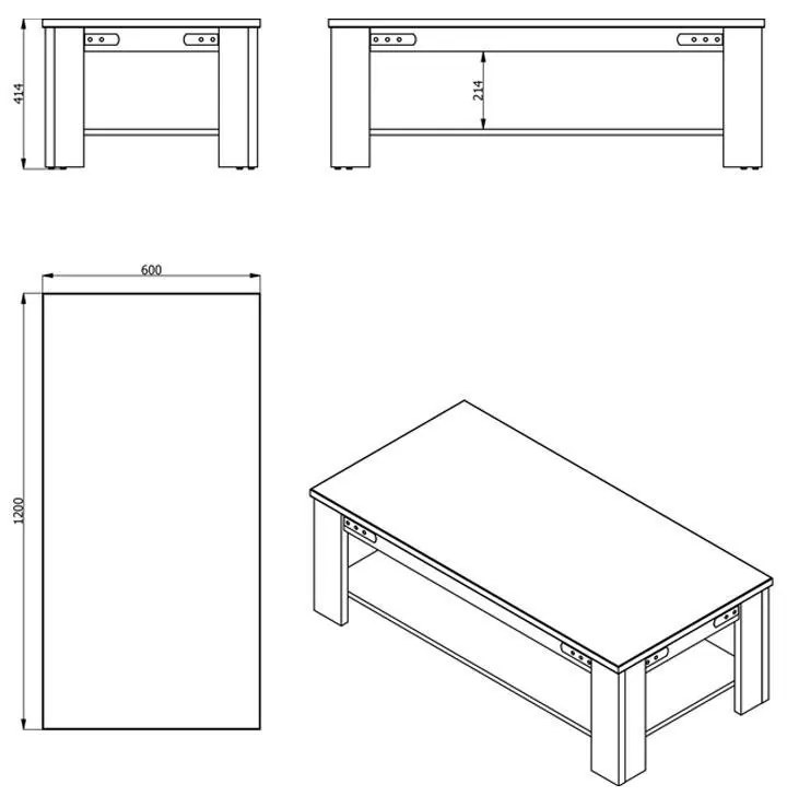 Τραπεζάκι Σαλονιού Lazio KS Artisan Oak - Μαύρο 120x60x41 εκ. 120x60x41 εκ.