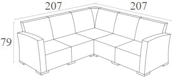 Γωνία Monaco Grey Dark 207Χ207Χ79Εκ.