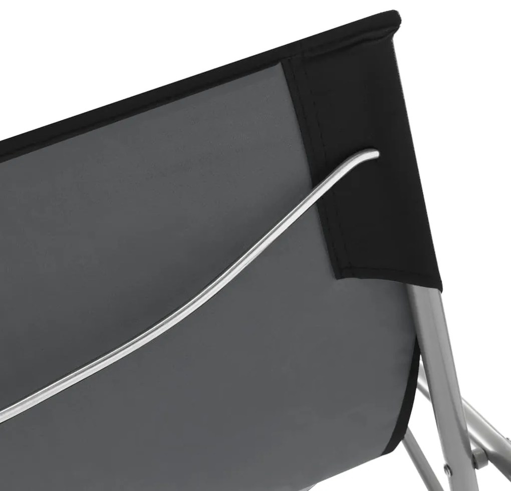 vidaXL Σεζλόνγκ Πτυσσόμενες 2 τεμ. Μαύρες από Ατσάλι και Ύφασμα Oxford