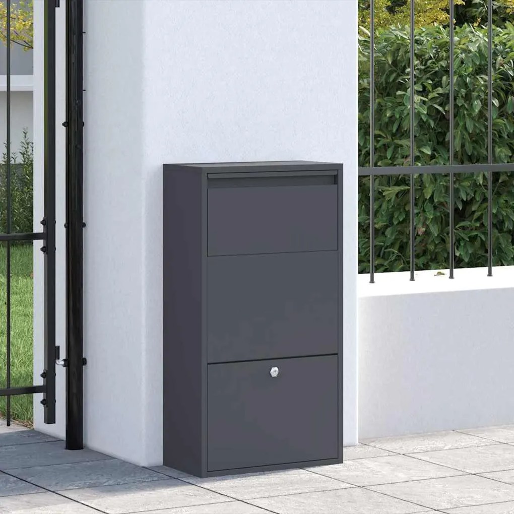 vidaXL Θυρίδα Πακέτων με αποθήκευση Ανθρακί 44 x 22 x 82 εκ. Ατσάλι