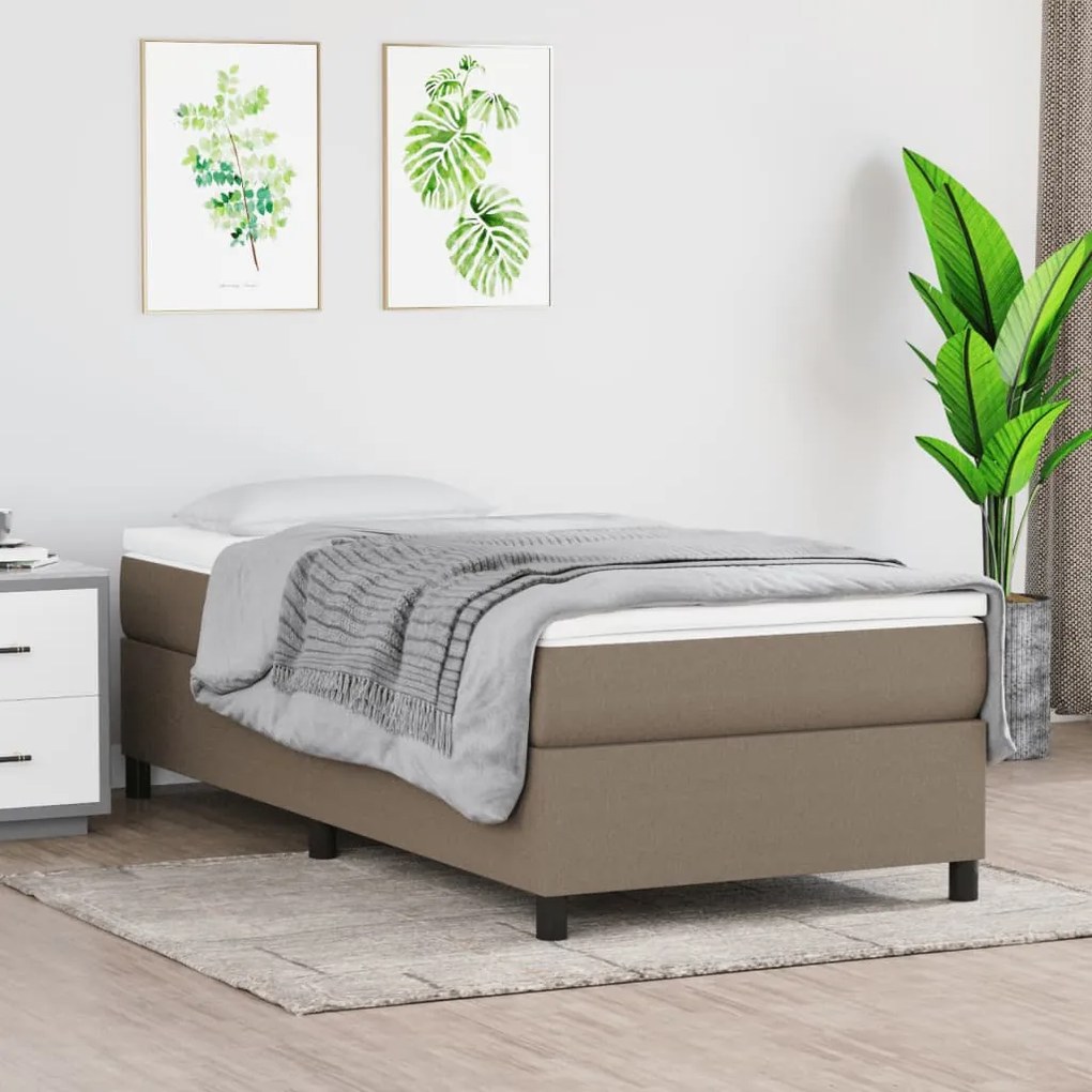 Κρεβάτι Boxspring με Στρώμα Taupe 90x200 εκ. Υφασμάτινο