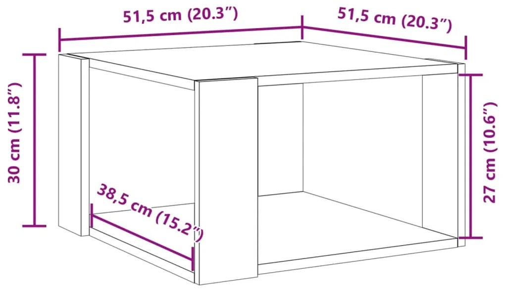 Τραπεζάκι Σαλονιού Καφέ Δρυς 51,5x51,5x30 εκ. Επεξ. Ξύλο - Καφέ