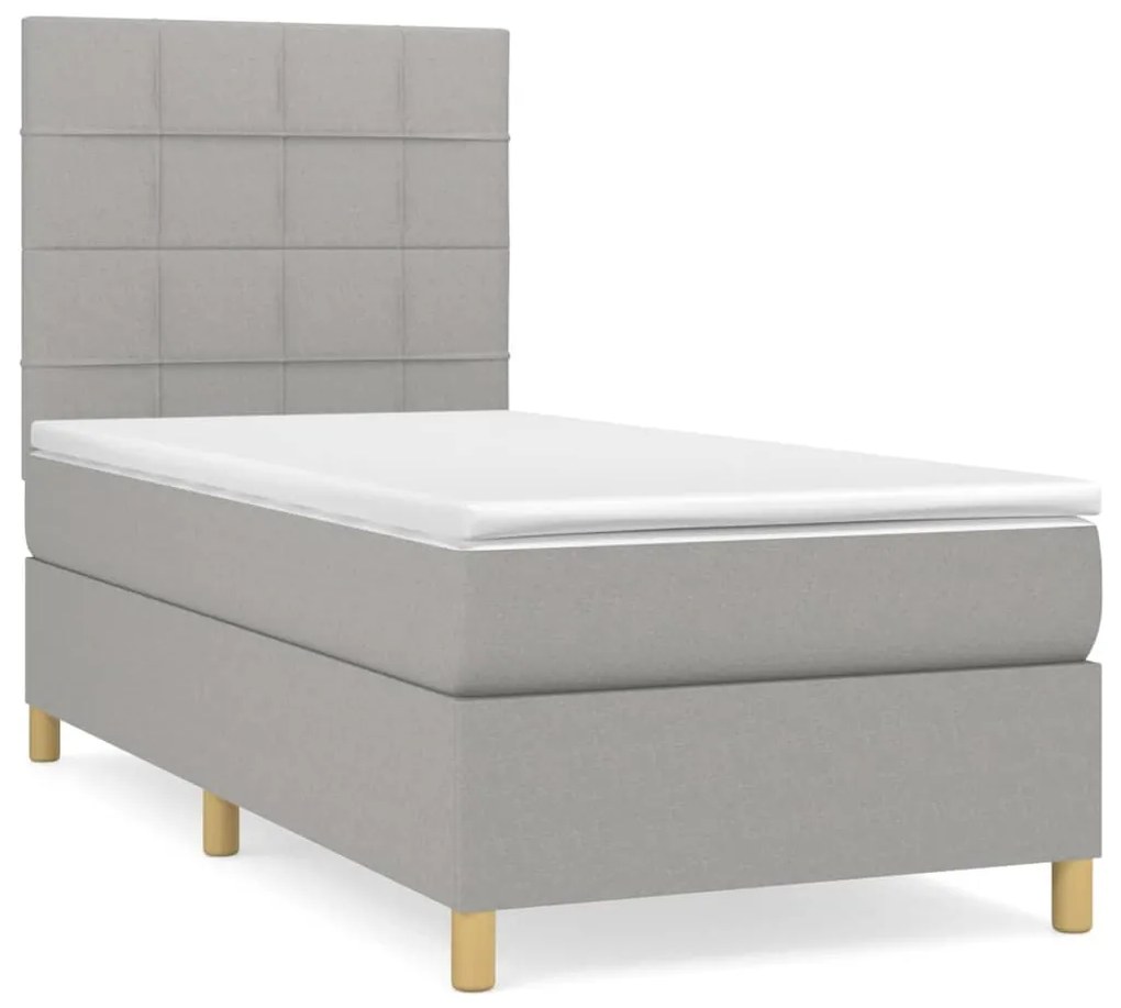 Κρεβάτι Boxspring με Στρώμα Ανοιχτό Γκρι 80x200 εκ. Υφασμάτινο - Γκρι