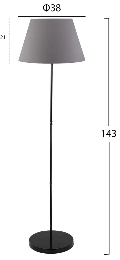 Φωτιστικό δαπέδου C7610.03 Μεταλλικό Μαύρο με Γκρί Φ38x143εκ. 38x38x143 εκ.