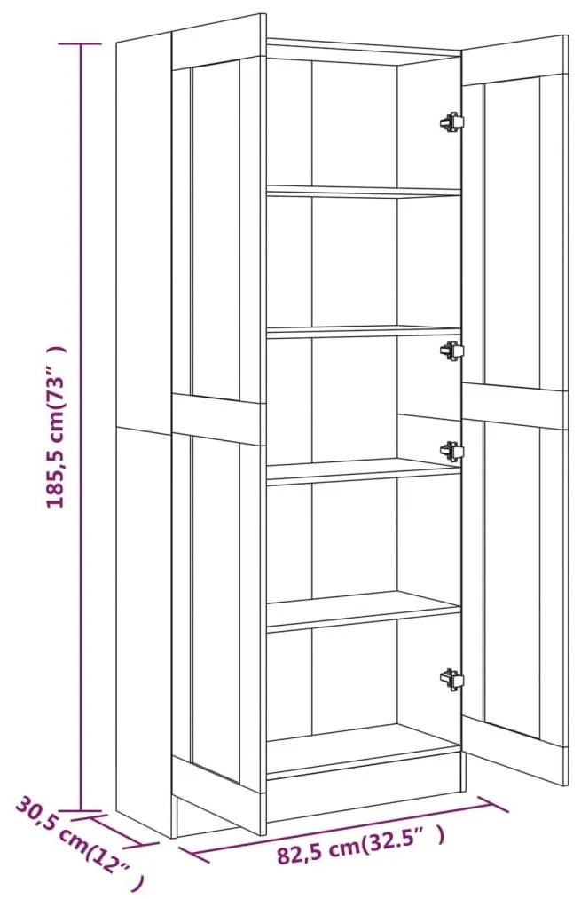 Βιβλιοθήκη Γκρι Sonoma 82,5x30,5x185,5 εκ. Επεξεργασμένο Ξύλο - Γκρι