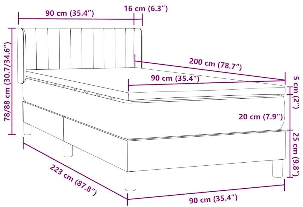 ΚΡΕΒΑΤΙ BOXSPRING ΜΕ ΣΤΡΩΜΑ ΣΚΟΥΡΟ ΜΠΛΕ 90X220 ΕΚ. ΒΕΛΟΥΔΙΝΟ 3318313