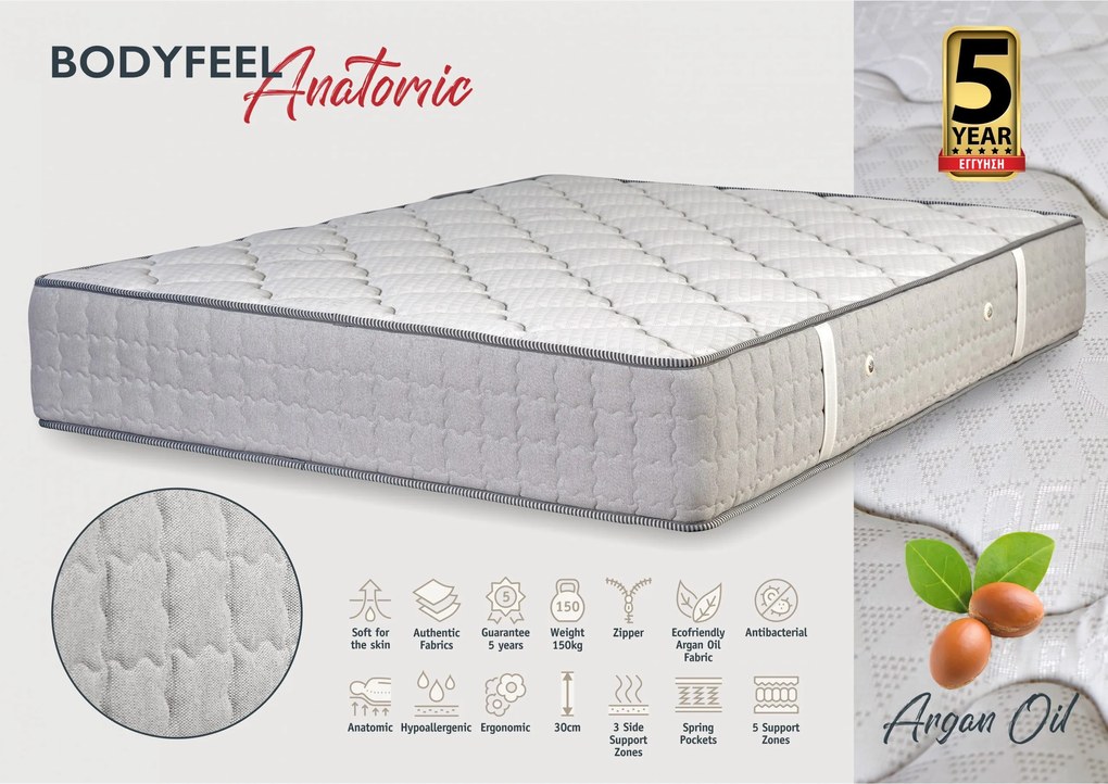 KPS ΣΤΡΩΜΑ BODYFEEL ANATOMIC 180X200X30ΕΚ  ARGANOIL 08.02.36 5103