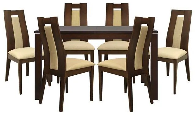 Σετ τραπεζαρίας C10057 7 τεμ με 6 καρέκλες και Τραπέζι Ανοιγόμενο 120+30x80x75 εκ.