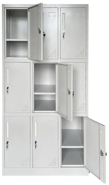 LOCKER 9 Θέσεων Φοριαμός - Ερμάριο με εσωτερικά ράφια, Μέταλλο Βαφή Γκρι