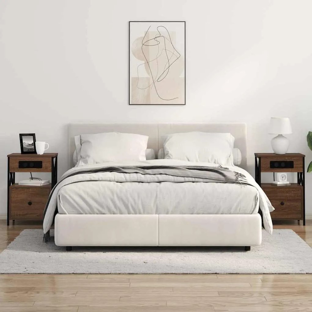 vidaXL Κομοδίνο 2 pcs Καφέ δρυς 40 x 31 x 60 εκ. Επεξεργασμένο ξύλο