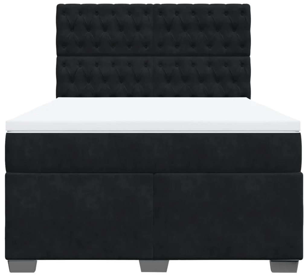 vidaXL Κρεβάτι Boxspring με Στρώμα Μαύρο 140x190 εκ. Βελούδινο