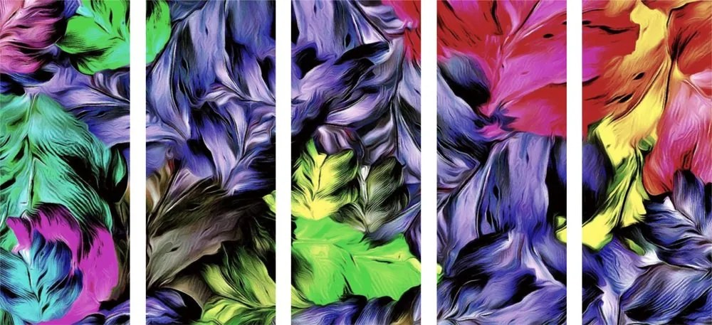 Εικόνα 5 μερών ρετρό πινελιές λουλουδιών - 100x50