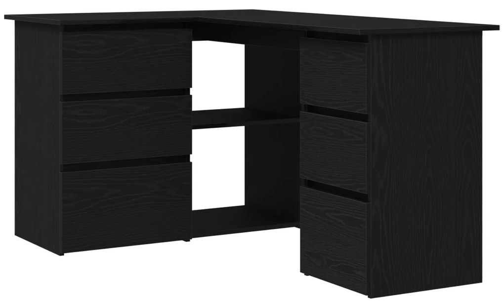 vidaXL Γωνιακό Γραφείο Μαύρης Βελανιδιάς , 145x100x76 εκ, Φτιαγμένο από Επεξεργασμένο Ξύλο