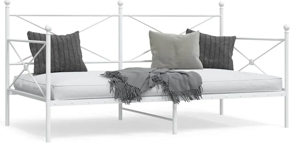 vidaXL Κρεβάτι ημέρας χωρίς στρώμα Λευκό 100x190 cm Ατσάλι