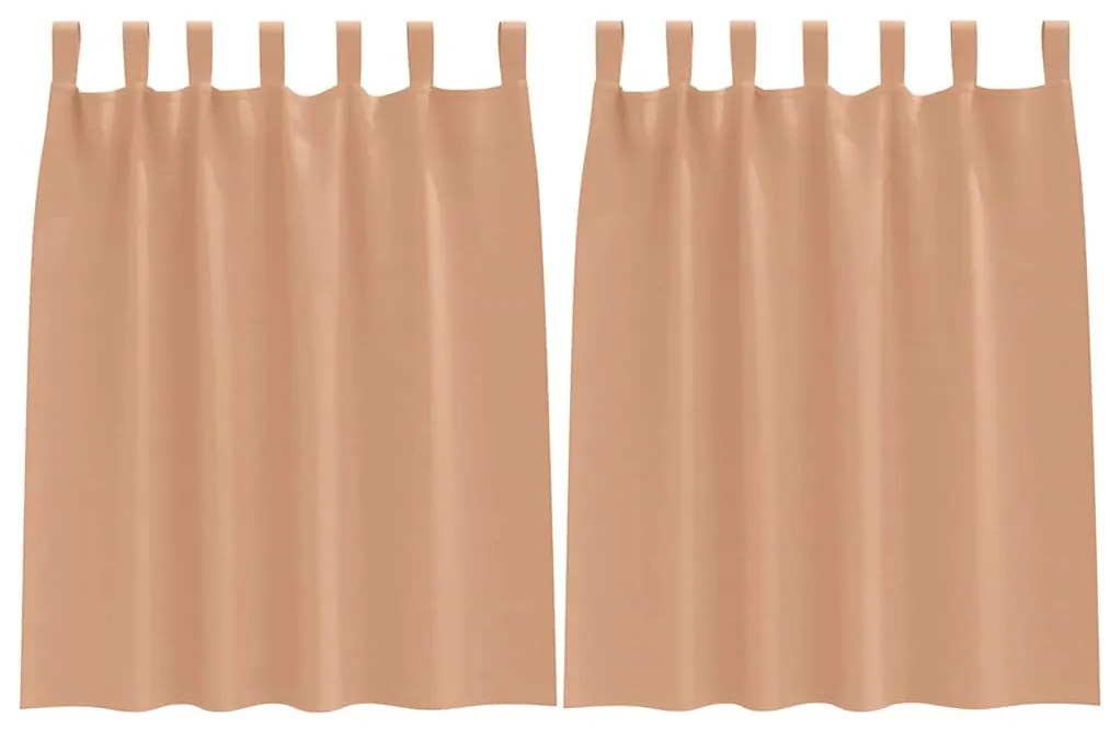 vidaXL Κουρτίνες με κουρτίνες 2 pcs Ανοιχτό καφέ 140x140cm Πολυεστέρας
