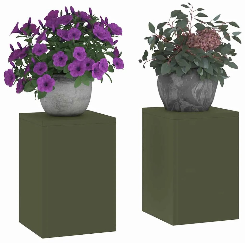 vidaXL Στήριξη φυτών 2 pcs Λαδί 24 x 24 x 35 εκ. Ατσάλι