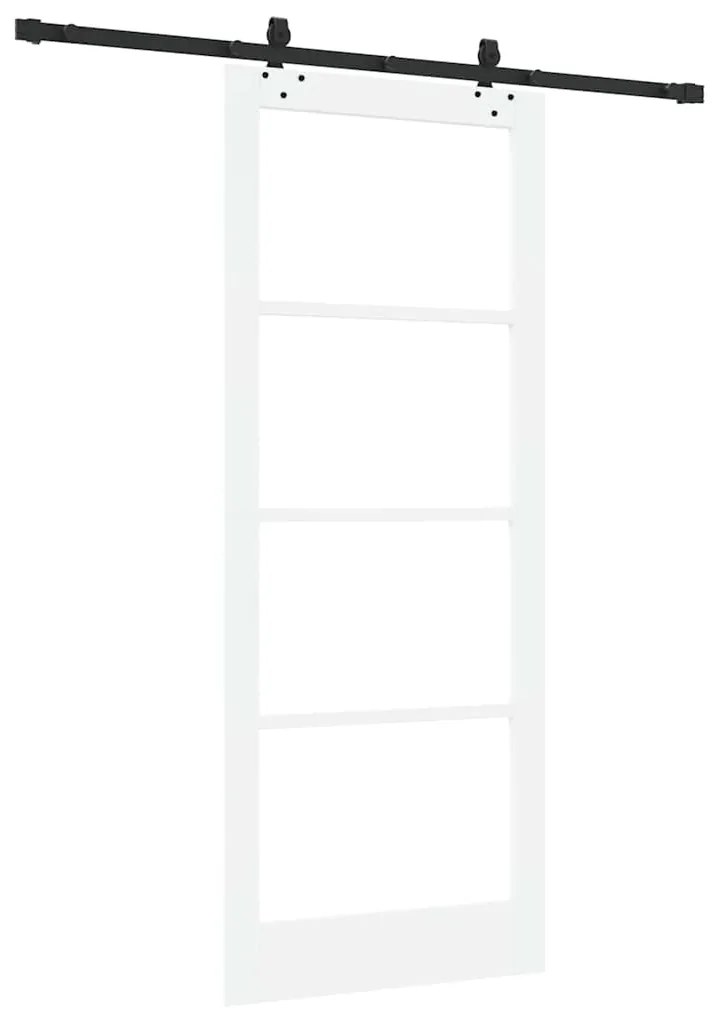 vidaXL Συρόμενη Πόρτα Χειροκίνητος Λευκό 86 x 211 cm Ξύλο και μέταλλο