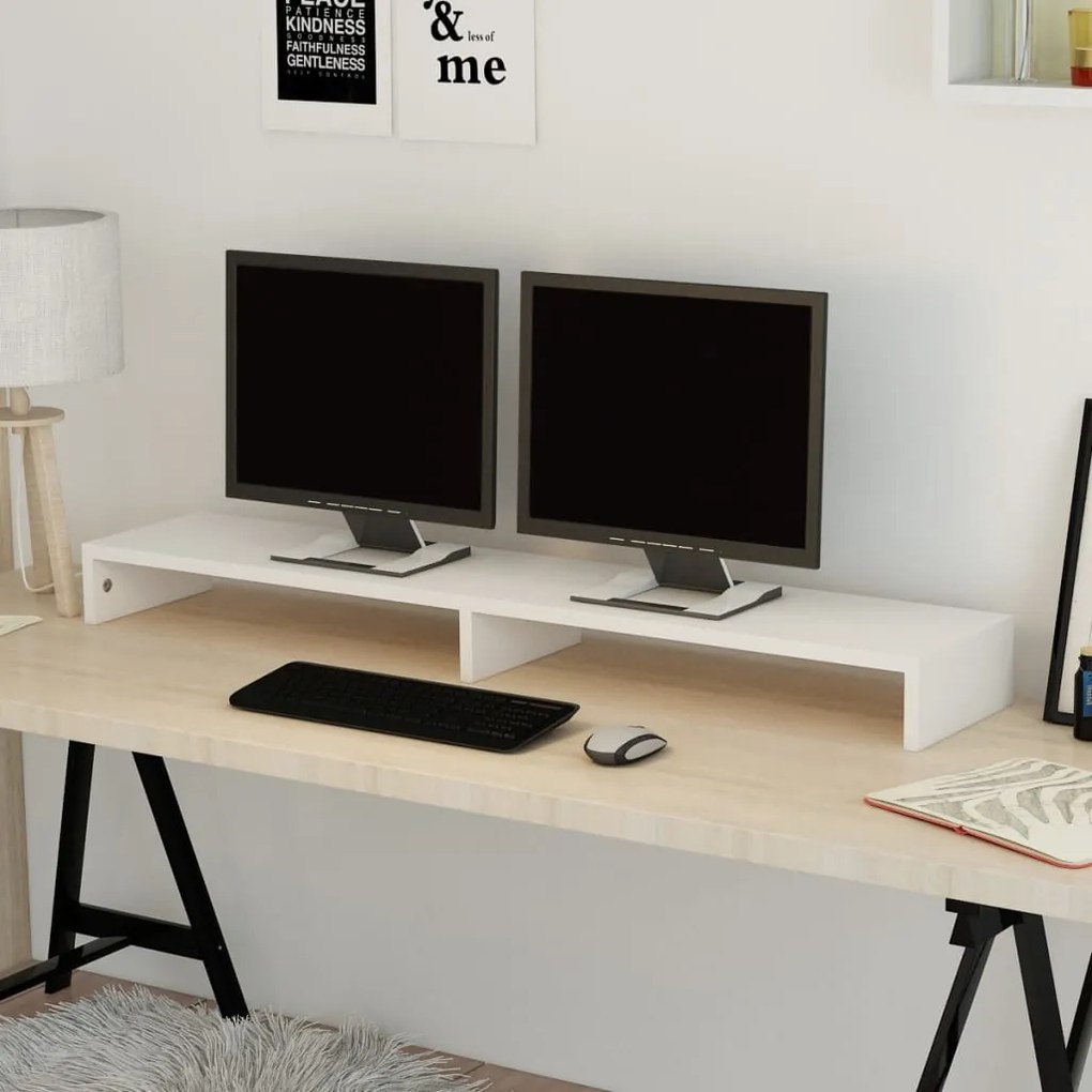 vidaXL Βάση Οθόνης Λευκή 110x23,5x9 εκ. από Μοριοσανίδα