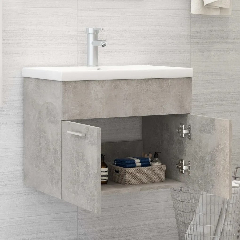 vidaXL Ντουλάπι Νιπτήρα Γκρι Σκυροδέματος 60x38,5x46 εκ. Μοριοσανίδα