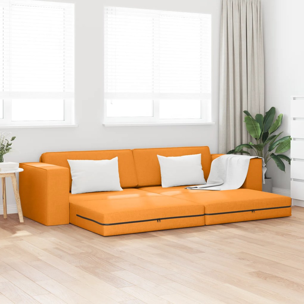 vidaXL Καναπές Κρεβάτι 2-σε-1 Σκούρα Κίτρινη 245x150x60.5 cm Ύφασμα