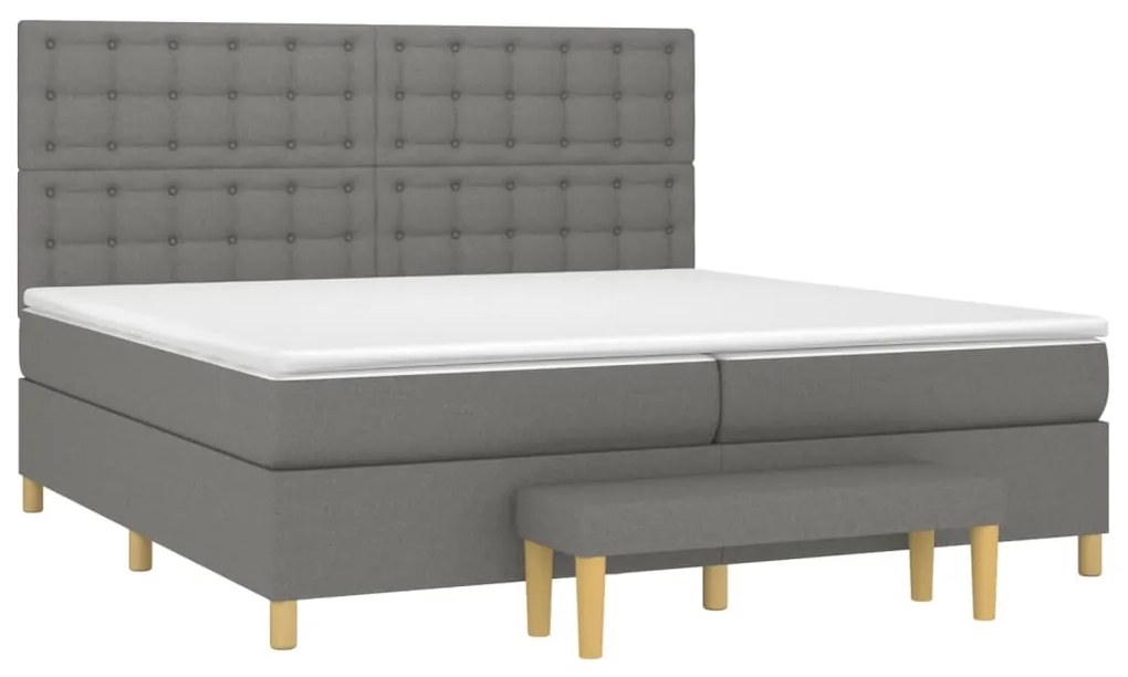 vidaXL Κρεβάτι Boxspring με Στρώμα Σκούρο Γκρι 200x200 εκ. Υφασμάτινο