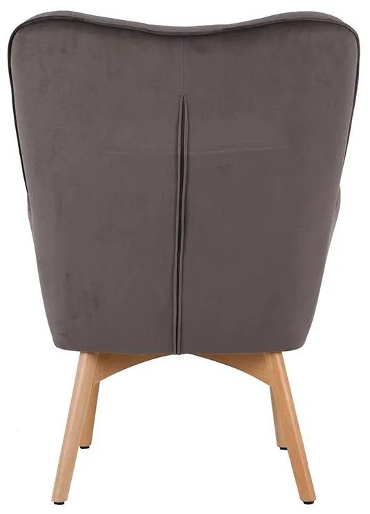 Πολυθρόνα 8009 Fylliana Βελούδο Γκρί με Ξύλινα πόδια 67x72x97 εκ. 67x72x97 εκ.