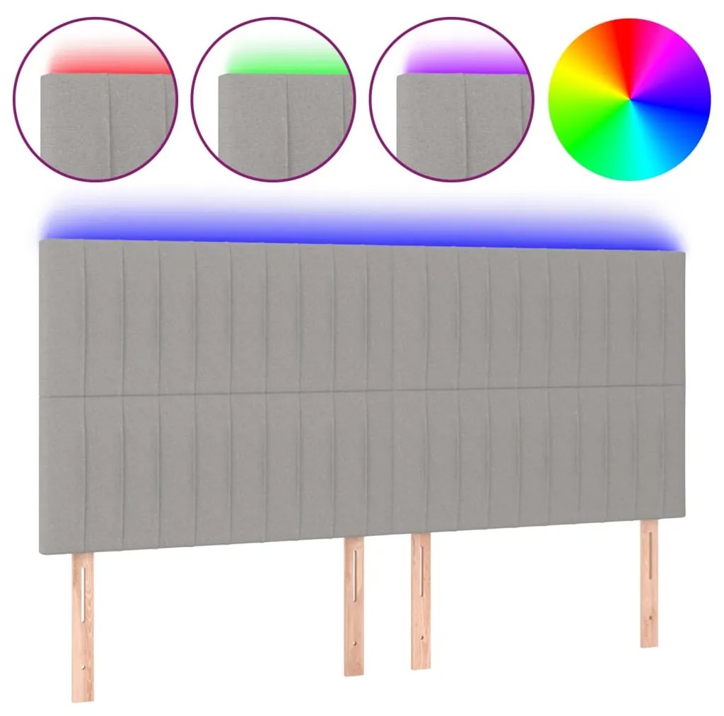 Κεφαλάρι Κρεβατιού LED Ανοιχτό Γκρι 180x5x118/128εκ. Υφασμάτινο 3122676
