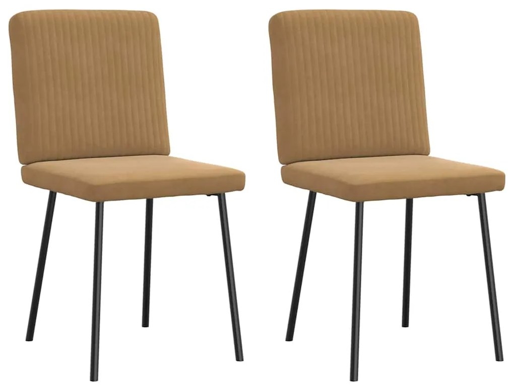 Καρέκλες Τραπεζαρίας 2 τεμ. Καφέ Βελούδινες 4101194