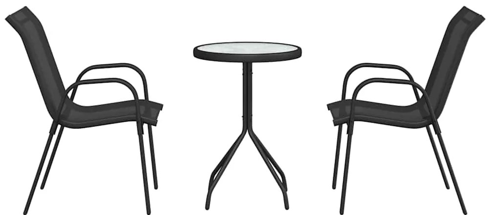 vidaXL Σετ Μπιστρό Κήπου 3 pcs Μαύρο Ατσάλι