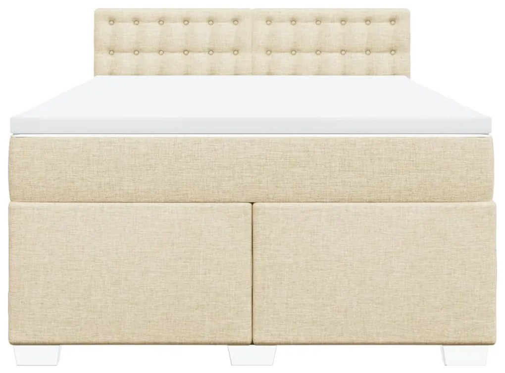 vidaXL Κρεβάτι Boxspring με Στρώμα Κρεμ 140x200 εκ. Υφασμάτινο