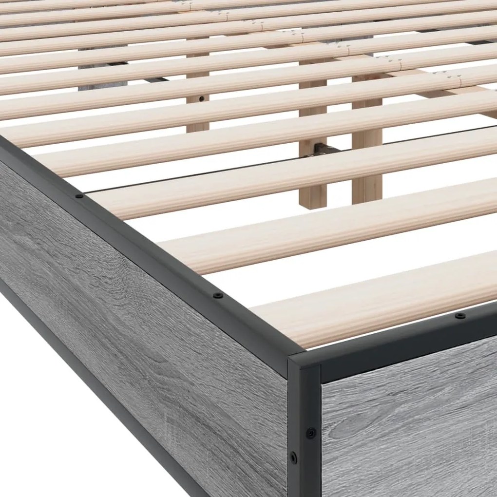 vidaXL Πλαίσιο Κρεβατιού Γκρι Sonoma 120 x 190εκ. Επεξ. Ξύλο &amp; Μέταλλο