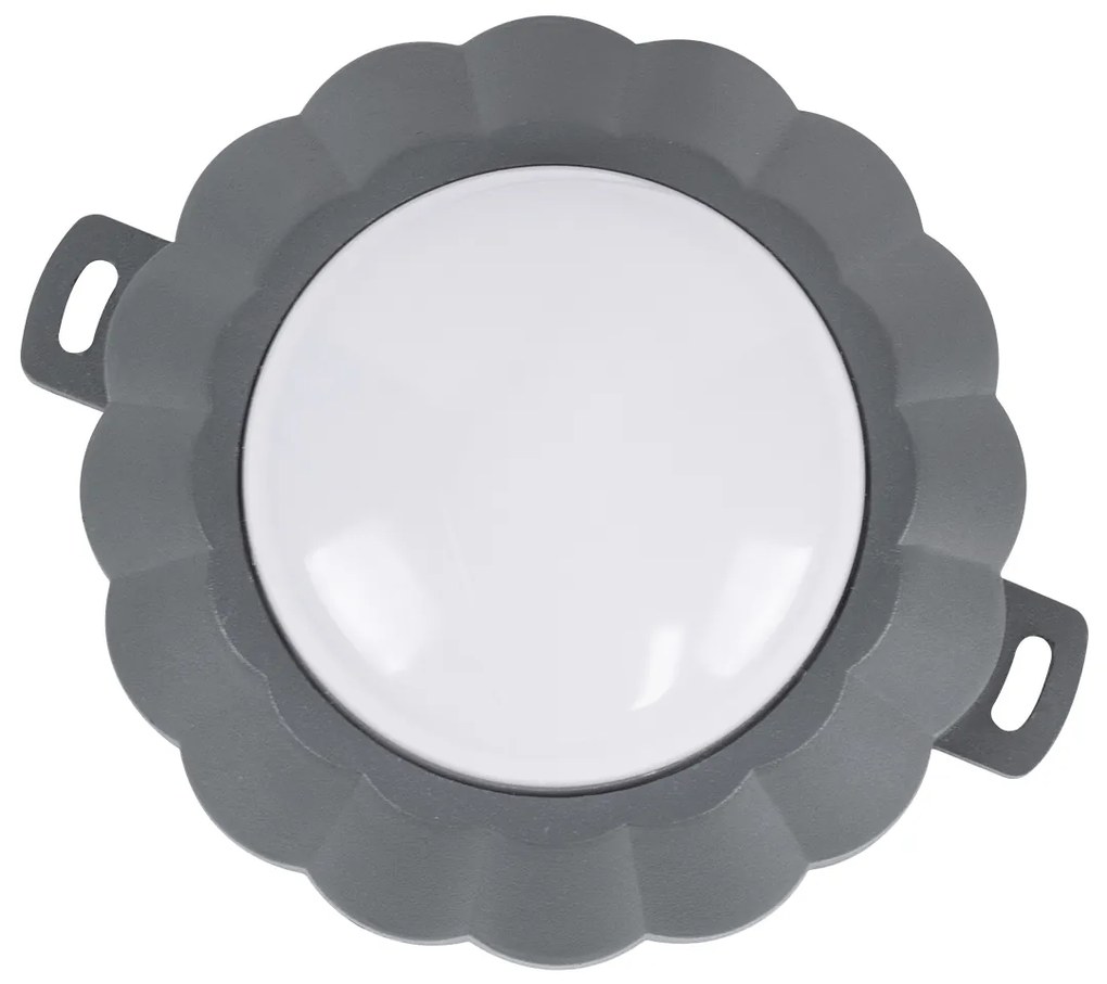 GloboStar® WALLLIGHT-MONA 90628 Φωτιστικό Τοίχου - Απλίκα Point Light LED 6W 660lm 360° DC 24V Αδιάβροχο IP65 Φ11 x Υ6.5cm Θερμό Λευκό 3000K - Γκρι Ανθρακί - 3 Years Warranty