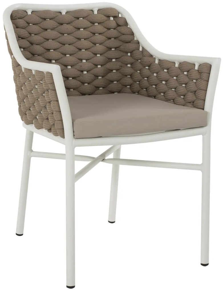 Καρέκλα - Πολυθρόνα C5858.02 Λευκή με Σχοινί Μπέζ 56x58x76Yεκ. 56x58x76 εκ.