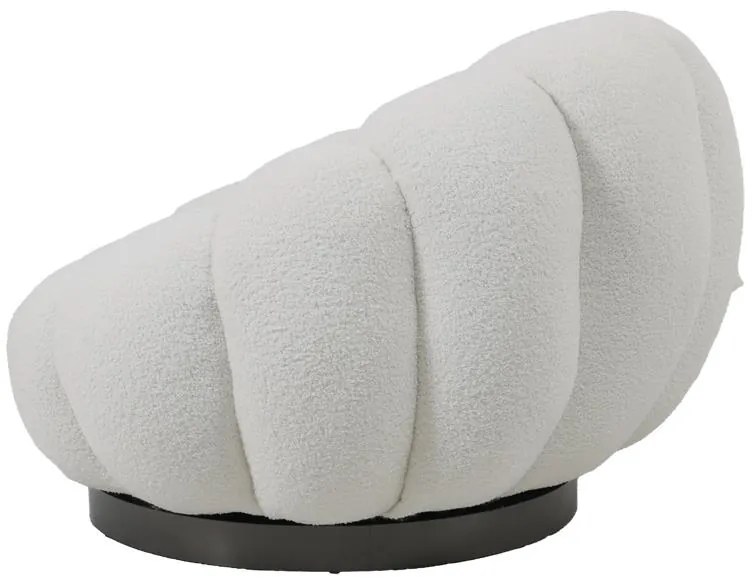 Πολυθρόνα περιστρεφόμενη με σκαμπό Nester μπουκλέ ύφασμα σε λευκή απόχρωση 98x97x69εκ 98x97x69 εκ.