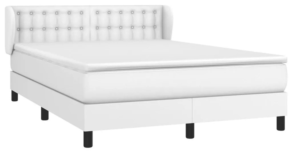 Κρεβάτι Boxspring με Στρώμα Λευκό 140x200εκ.από Συνθετικό Δέρμα - Λευκό