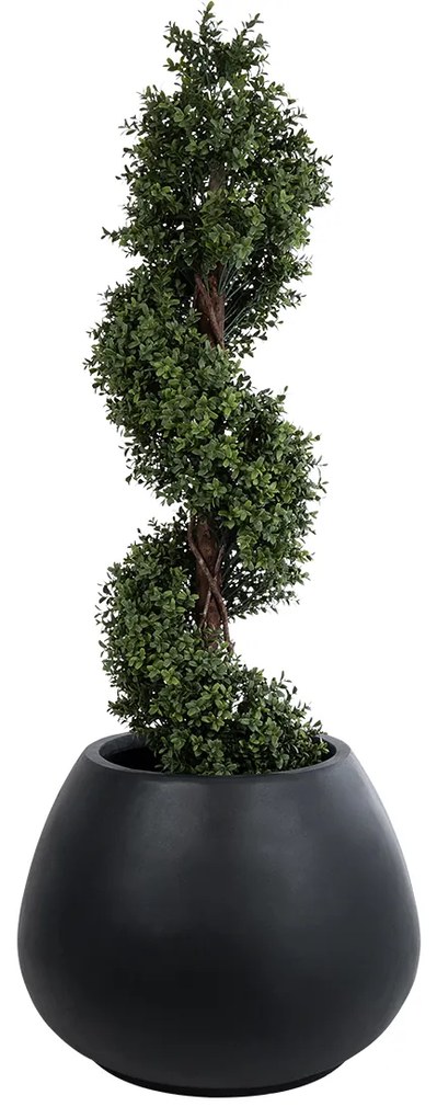 GloboStar® Artificial Garden COLOMBO 20695 Διακοσμητικό Πολυεστερικό Τσιμεντένιο Κασπώ Γλάστρα - Flower Pot Μαύρο Φ60 x Υ45cm