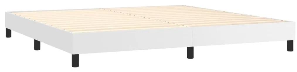 Κρεβάτι Boxspring με Στρώμα &amp; LED Λευκό 200x200 εκ. Συνθ. Δέρμα - Λευκό