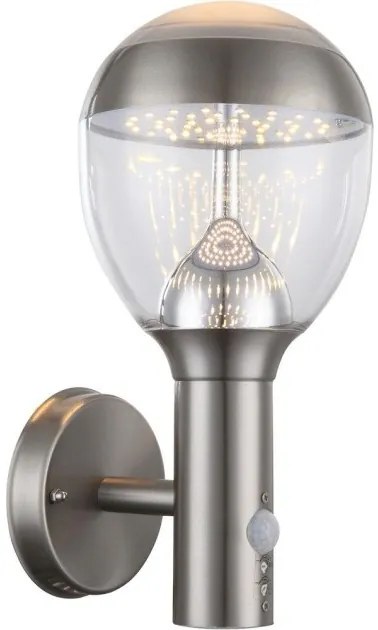 Απλίκα Φωτιστικό Τοίχου LED 9,5W Ασημί IP44 Ανιχνευτής Κίνησης Callisto 34250S Globo Lighting-34250S-Ασημί 34250S