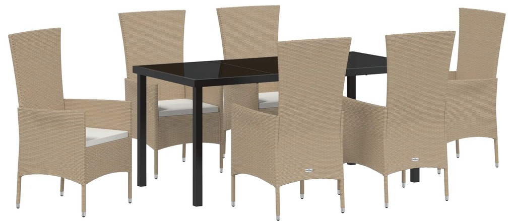 vidaXL Σετ Τραπεζαρίας Κήπου 7 pcs Μπεζ Μαύρο 160 x 80 x 73 εκ