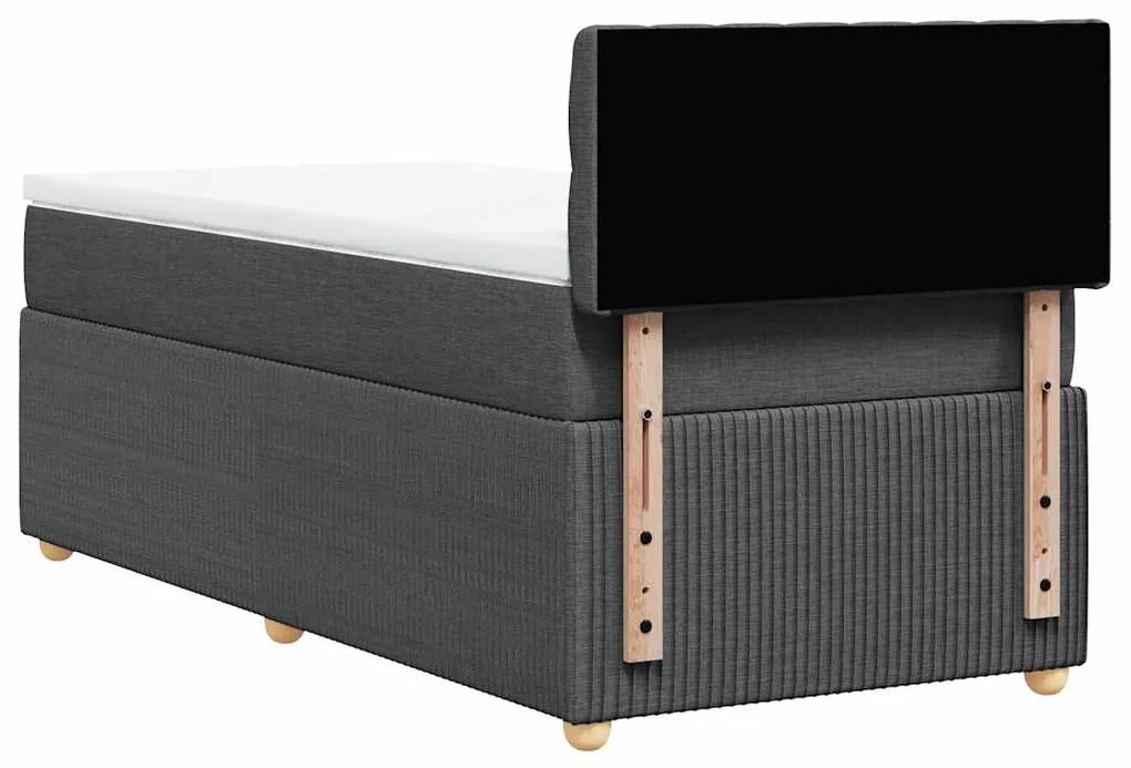vidaXL Κρεβάτι Boxspring με Στρώμα Σκούρο Γκρι 100x200 εκ. Υφασμάτινο