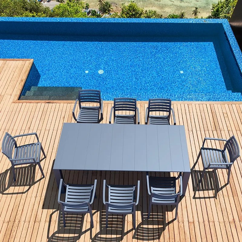 Σετ Τραπεζαρίας 9τμχ Vegas Artemis Dark Grey 100X180/220Χ75εκ. SIESTA