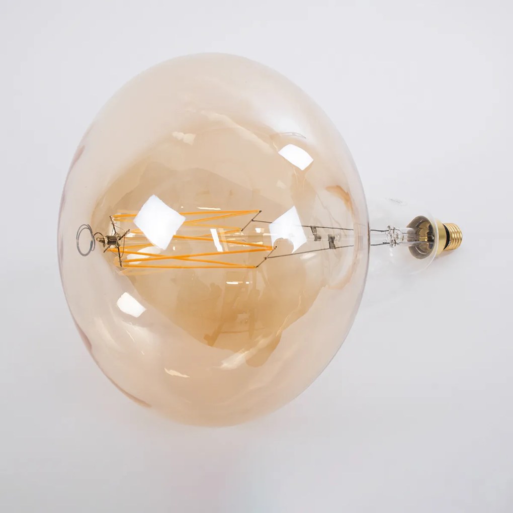 GloboStar® 99027 Λάμπα LED Zig Long Filament E27 R280 BUTTERNUT Γλόμπος 6W 420lm 360° AC 220-240V IP20 Φ28 x Υ41cm Ultra Θερμό Λευκό 2200K με Μελί Γυαλί - Dimmable - 3 Years Warranty