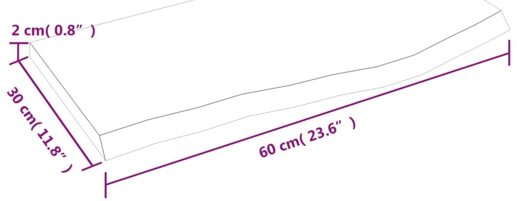 Ράφι Τοίχου Ανοιχτό Καφέ 60x30x2 εκ. Επεξεργ. Μασίφ Ξύλο Δρυός - Καφέ