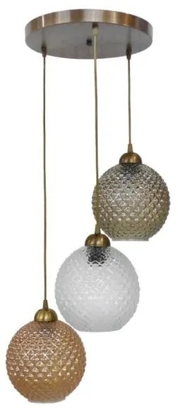 Κρεμαστό Φωτιστικό BALL GL-5010 3L PENDEL BRONZE TRICOLORE 02-0329 Heronia-02-0329-Πολύχρωμο 02-0329