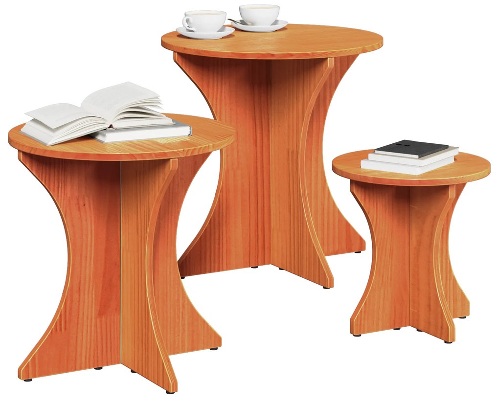 vidaXL Τραπεζάκι σαλονιού 3 pcs Κερωτό καφέ