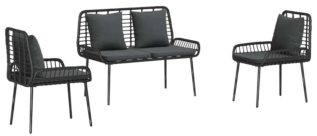 vidaXL Σέτ φαγητού για κήπο 3 pcs Μαύρο, Ανθρακί 109 x 63 x 83 εκ.